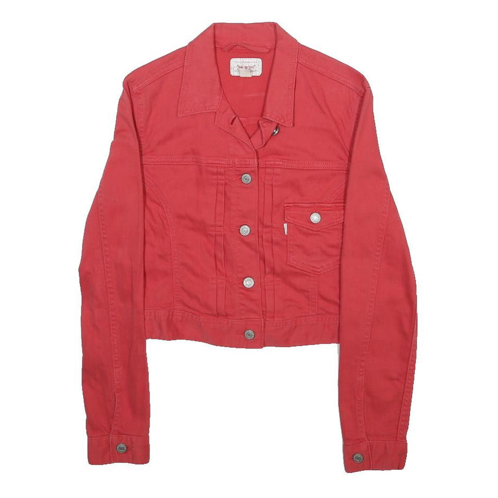LEVI'S Womens Red Button Jacket XS Cotton Blend Plain Classic Stylish
