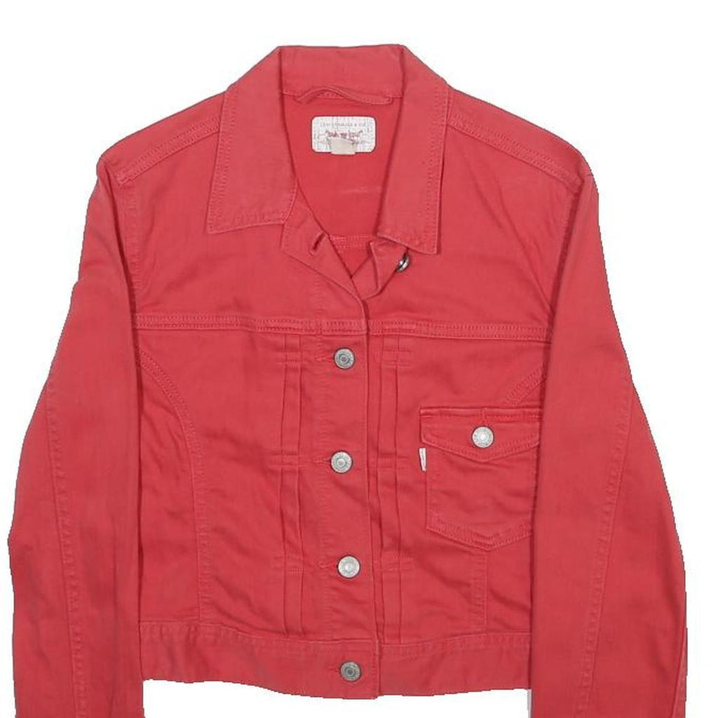 LEVI'S Womens Red Button Jacket XS Cotton Blend Plain Classic Stylish