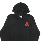 CHAMPION Mens Black Red Zip Up Hoodie S Cotton Blend Graphic Zip