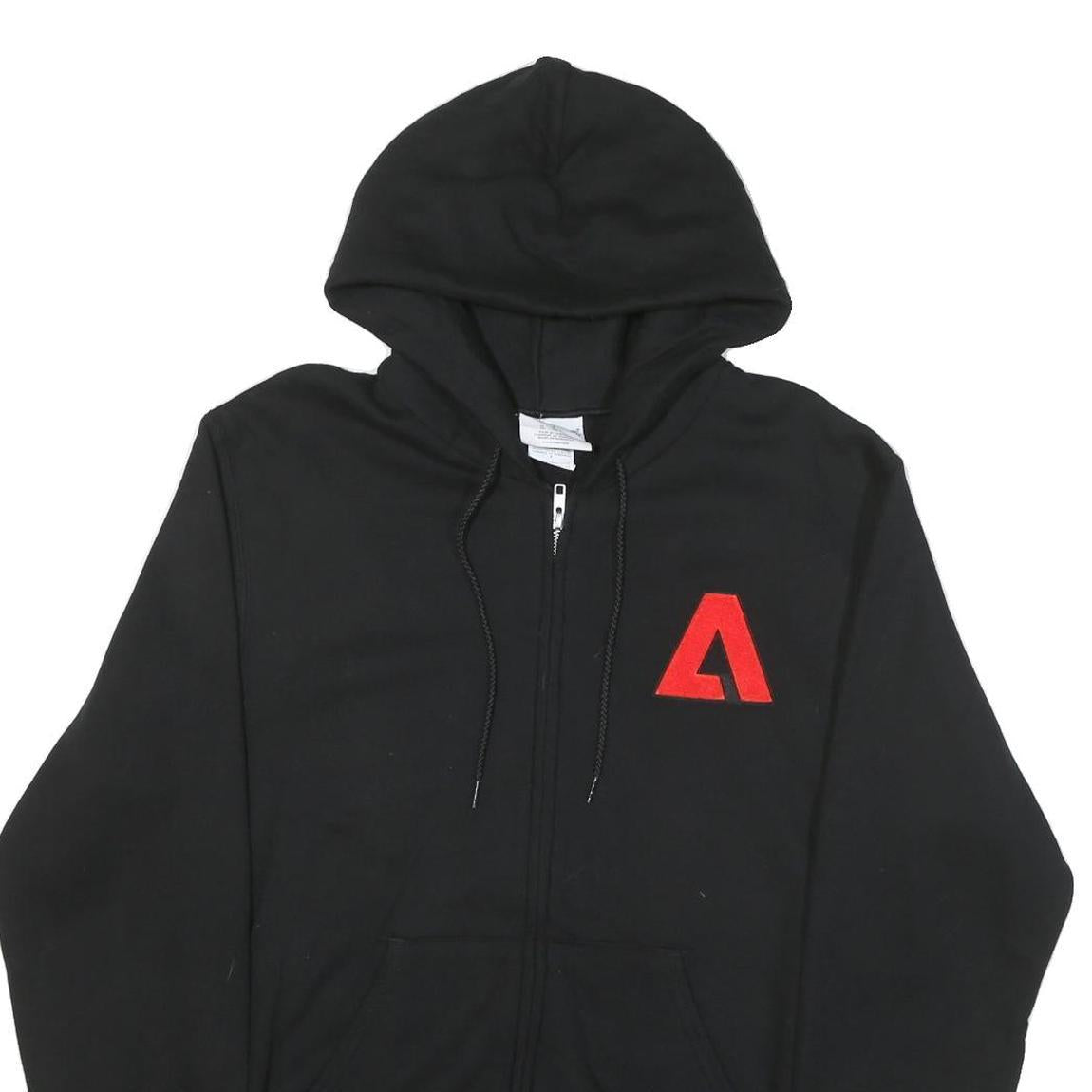 CHAMPION Mens Black Red Zip Up Hoodie S Cotton Blend Graphic Zip