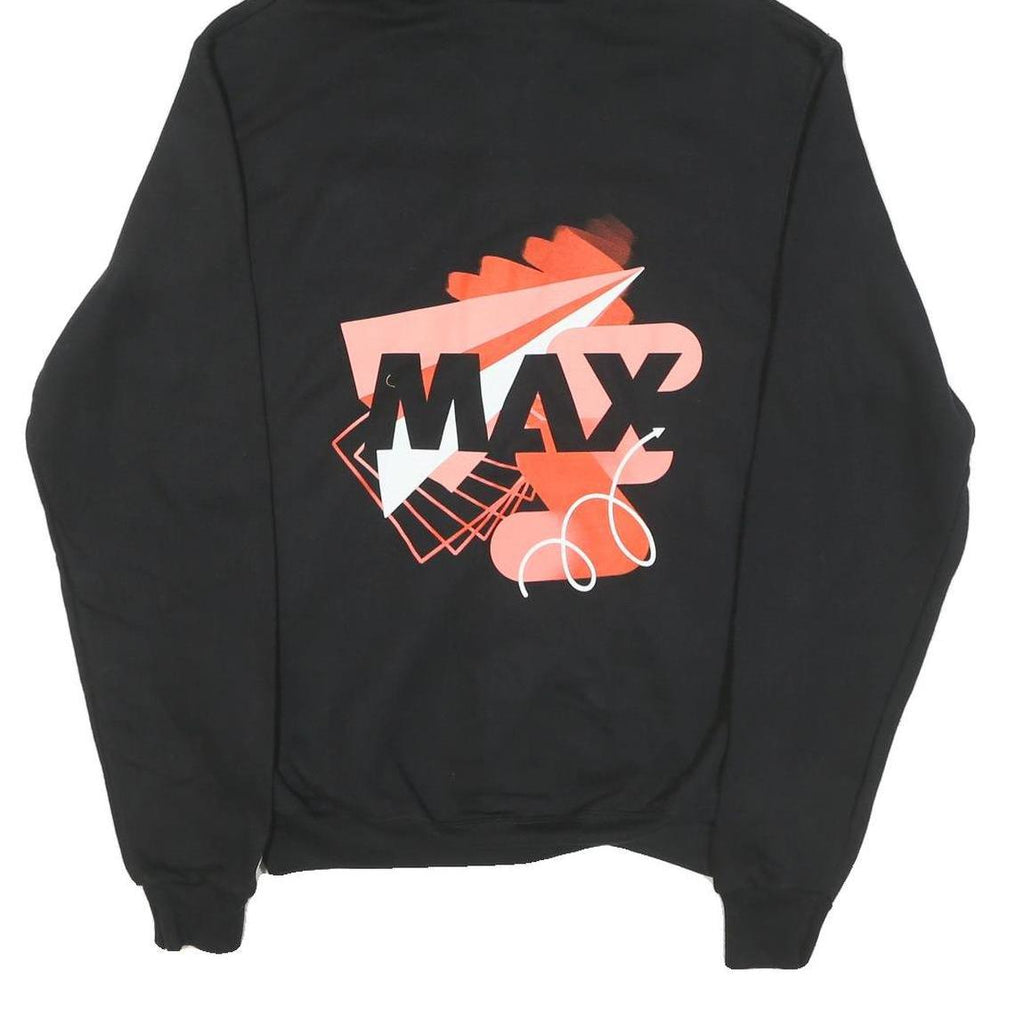 CHAMPION Mens Black Red Zip Up Hoodie S Cotton Blend Graphic Zip