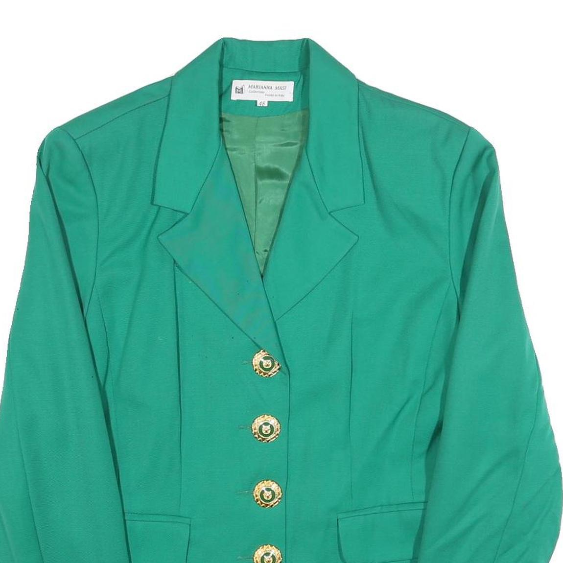 MARIANNA MASI Womens Green Wool Button Jacket M Tailored Plain Elegant Outerwear