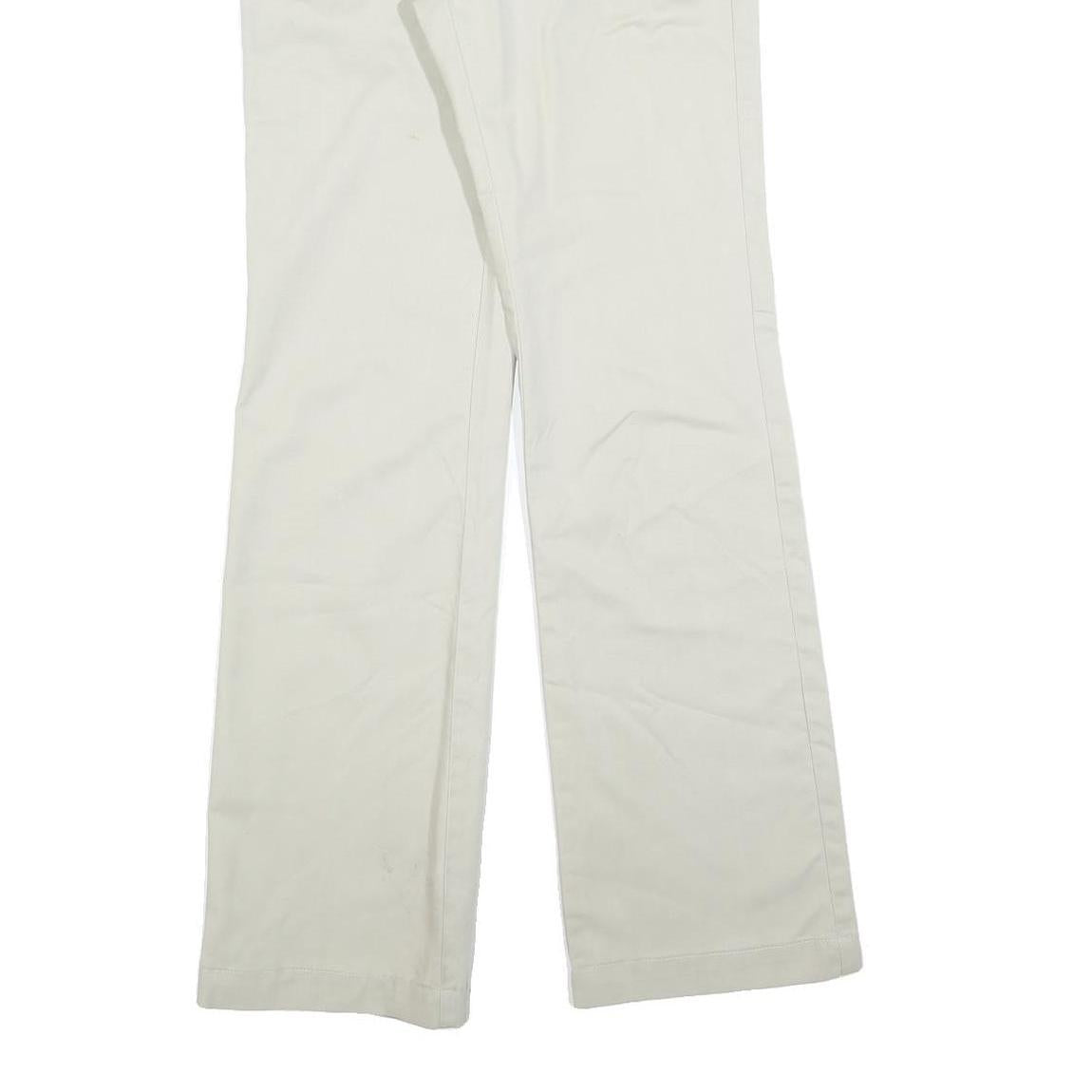 TIDE Womens Cotton Blend White Regular Fit Straight Leg Trousers W28 L32 Casual