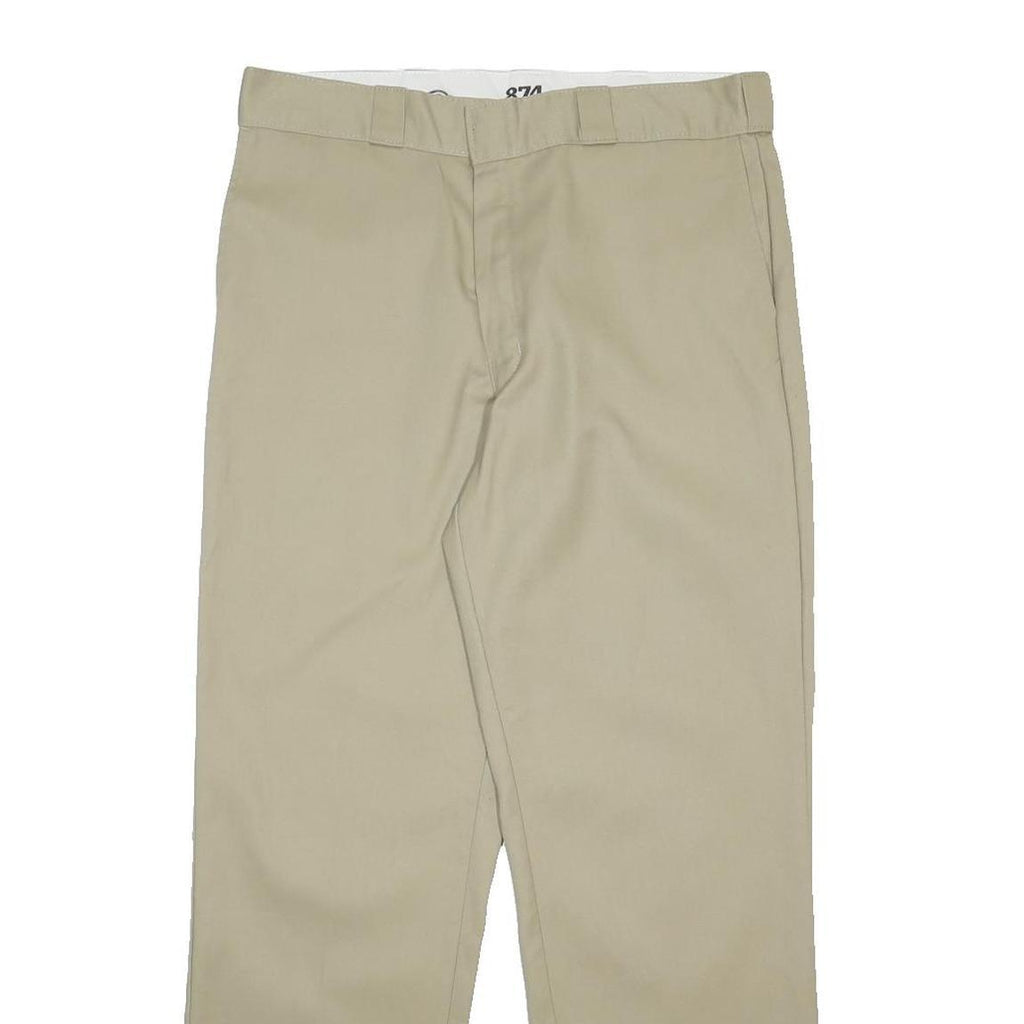DICKIES Mens Cotton Blend Beige Regular Fit Straight Trousers W36 L32 Workwear