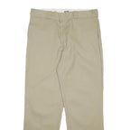 DICKIES Mens Cotton Blend Beige Regular Fit Straight Trousers W36 L32 Workwear
