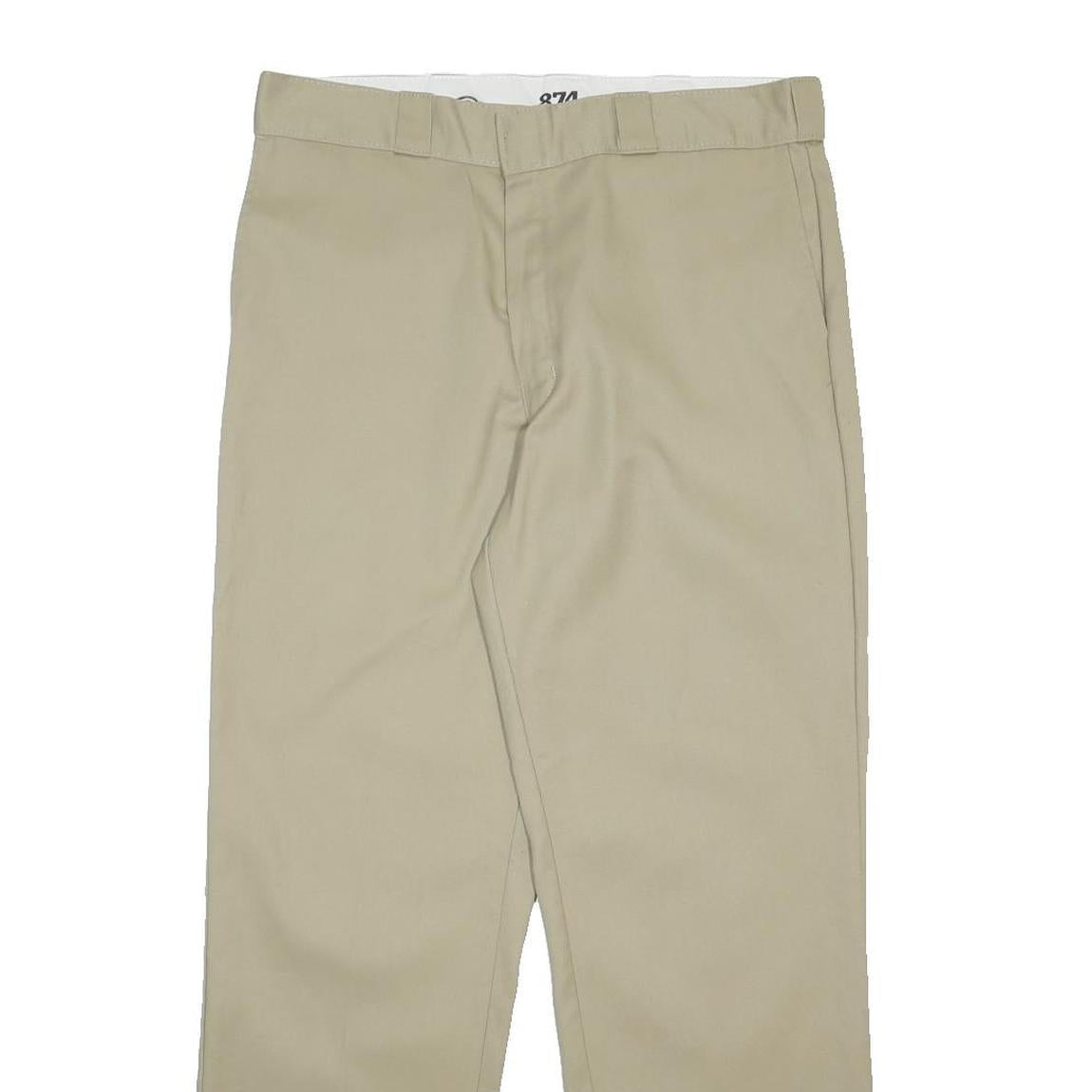 DICKIES Mens Cotton Blend Beige Regular Fit Straight Trousers W36 L32 Workwear
