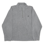 CHAPS Mens Grey Pullover Plain 1/4 Zip Knit Jumper L Logo Embroidered Casual