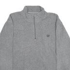 CHAPS Mens Grey Pullover Plain 1/4 Zip Knit Jumper L Logo Embroidered Casual