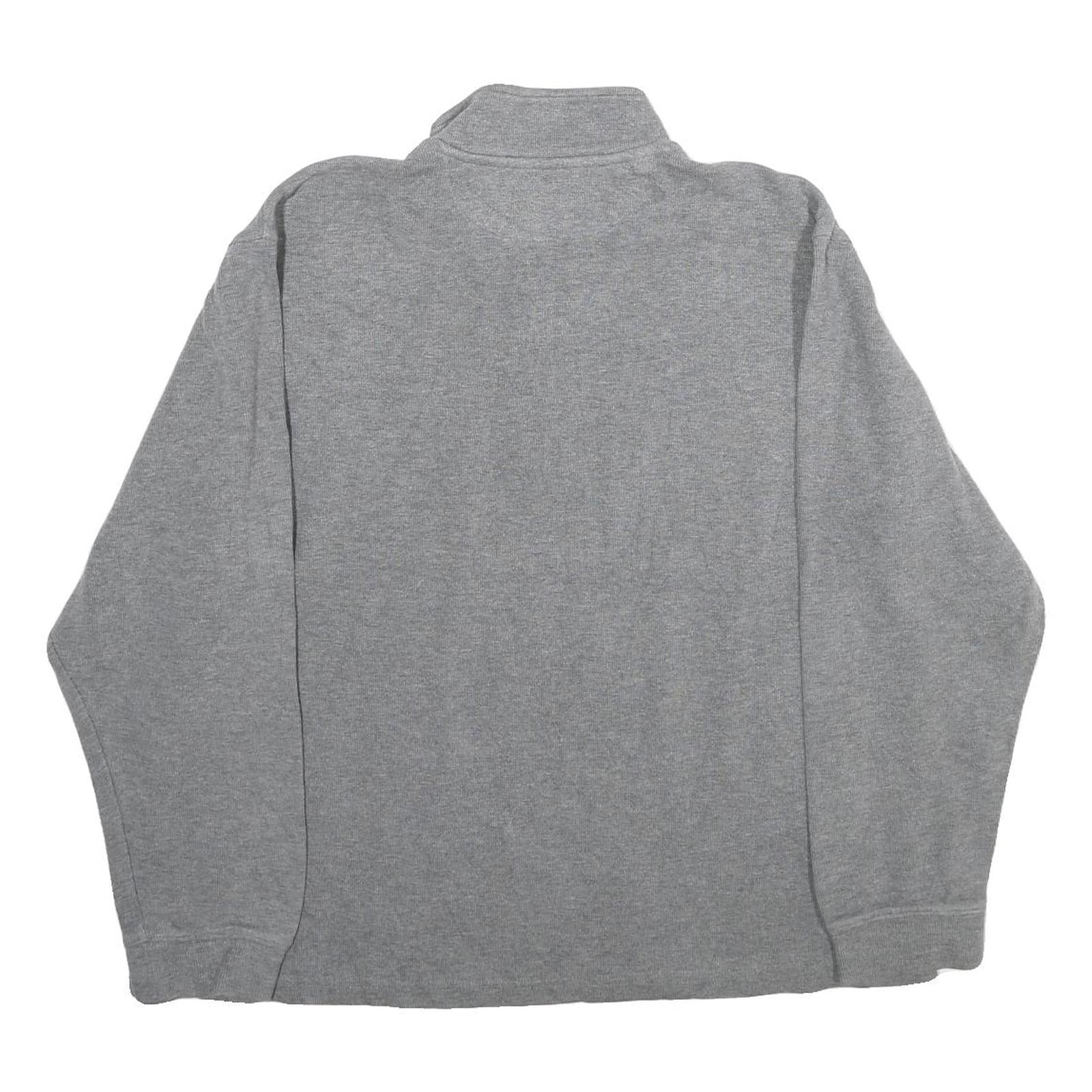 CHAPS Mens Grey Pullover Plain 1/4 Zip Knit Jumper L Logo Embroidered Casual