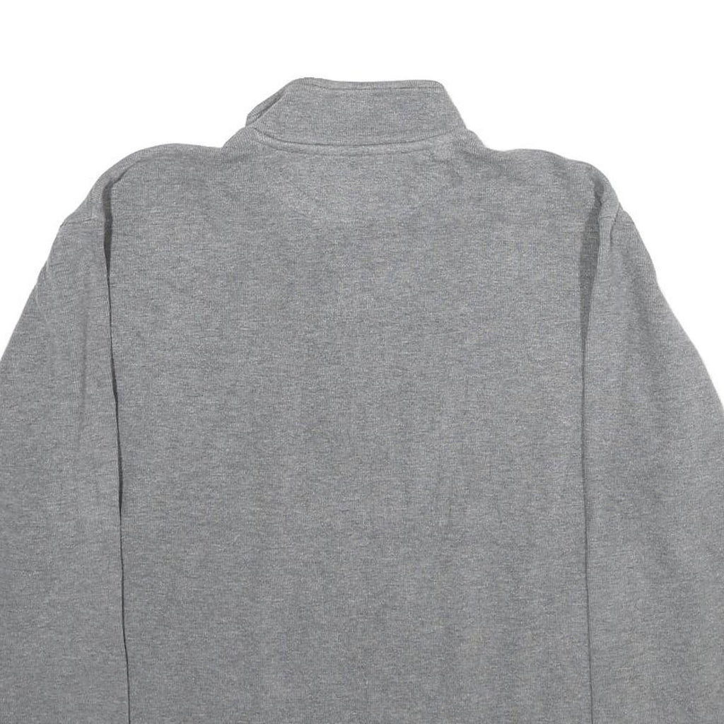 CHAPS Mens Grey Pullover Plain 1/4 Zip Knit Jumper L Logo Embroidered Casual