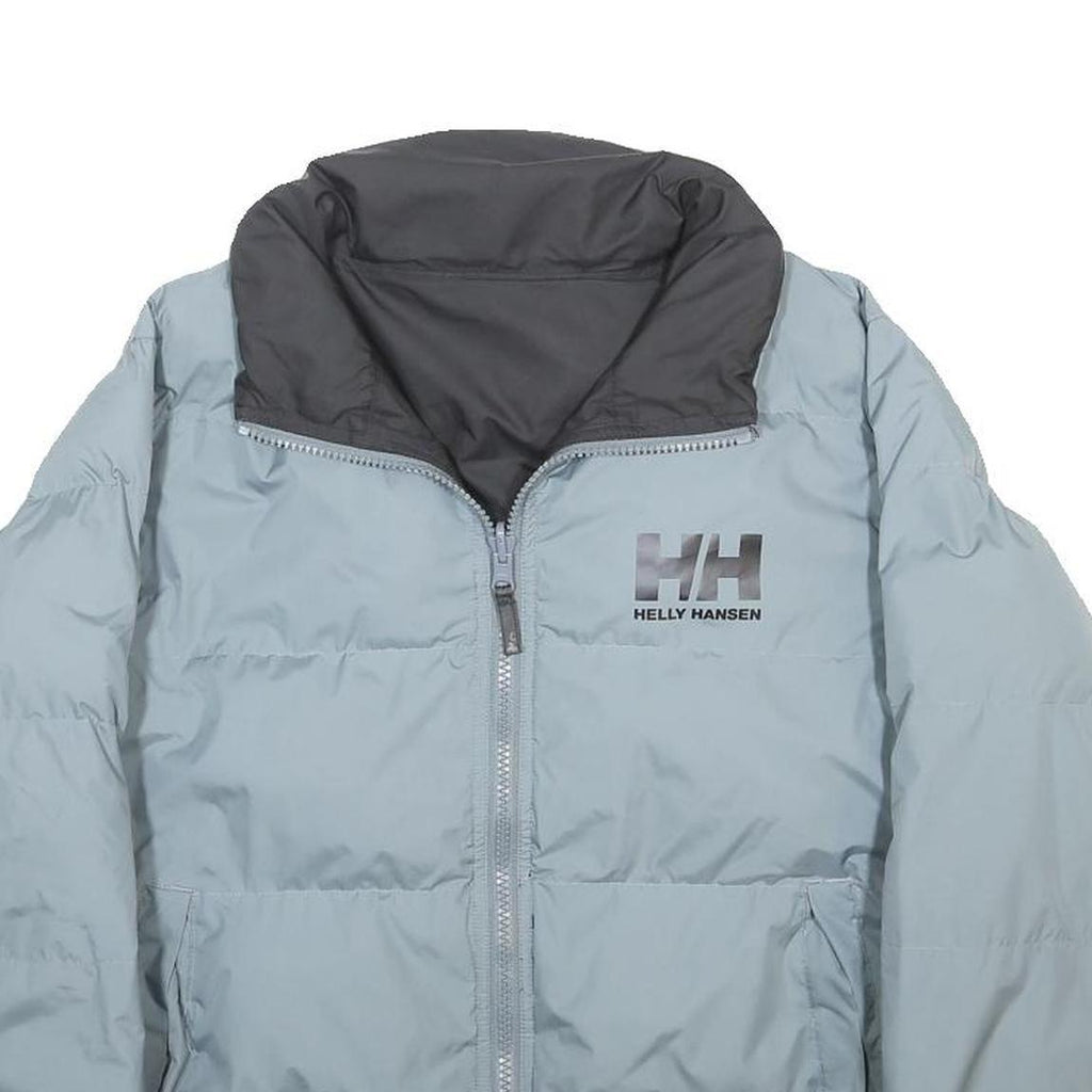 HELLY HANSEN Womens Grey & Black Reversible Puffer Jacket L Polyester Zip