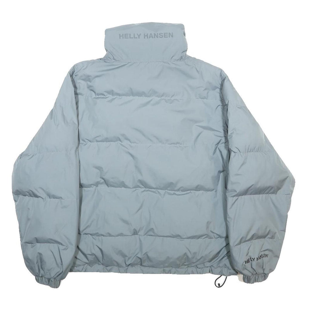HELLY HANSEN Womens Grey & Black Reversible Puffer Jacket L Polyester Zip