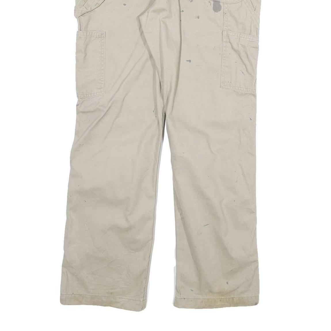 CARHARTT Mens Cotton Blend Beige Relaxed Straight Trousers W33 L30 Workwear