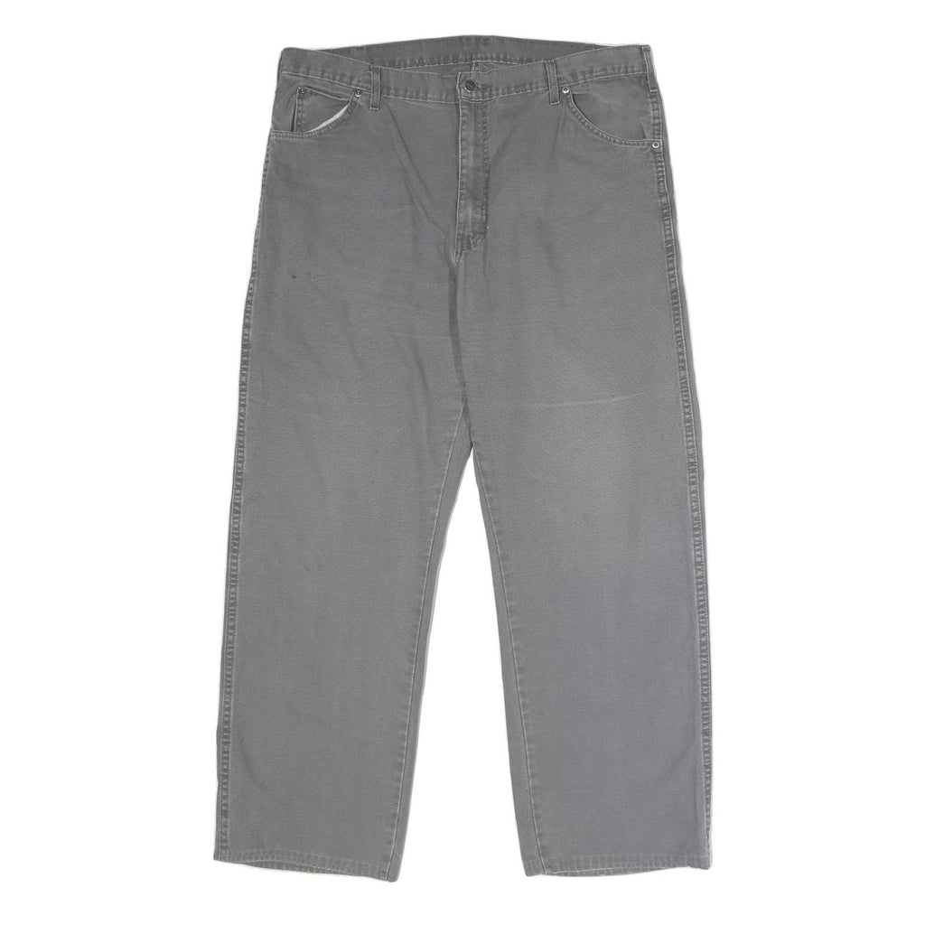 DICKIES Mens Cotton Grey Relaxed Straight Trousers W40 L32 Workwear Durable
