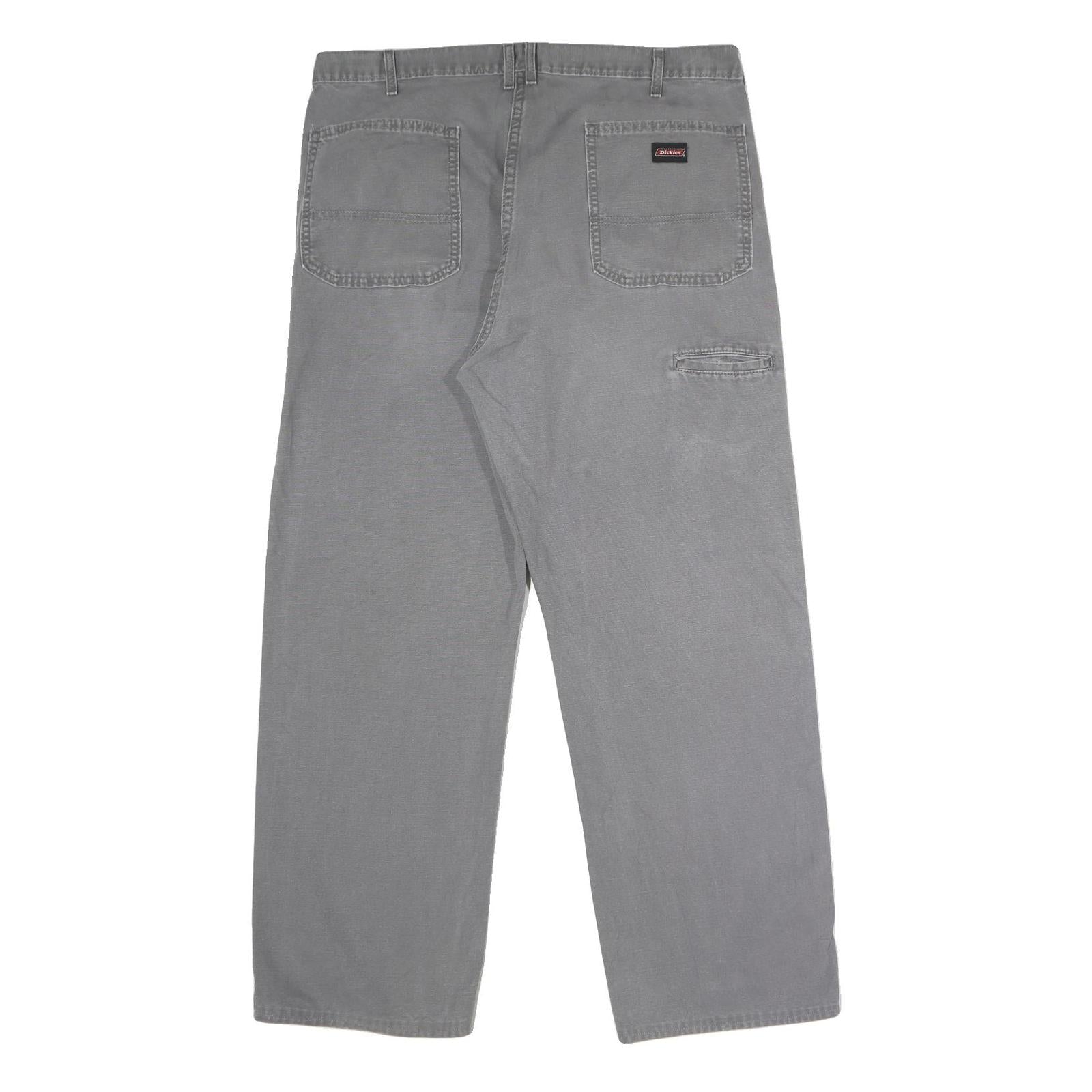 DICKIES Mens Cotton Grey Relaxed Straight Trousers W40 L32 Workwear Durable