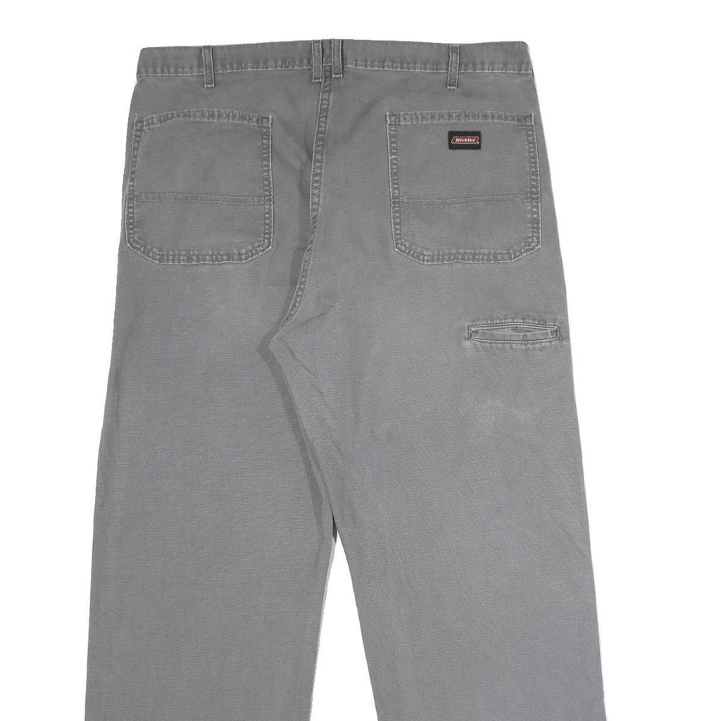 DICKIES Mens Cotton Grey Relaxed Straight Trousers W40 L32 Workwear Durable
