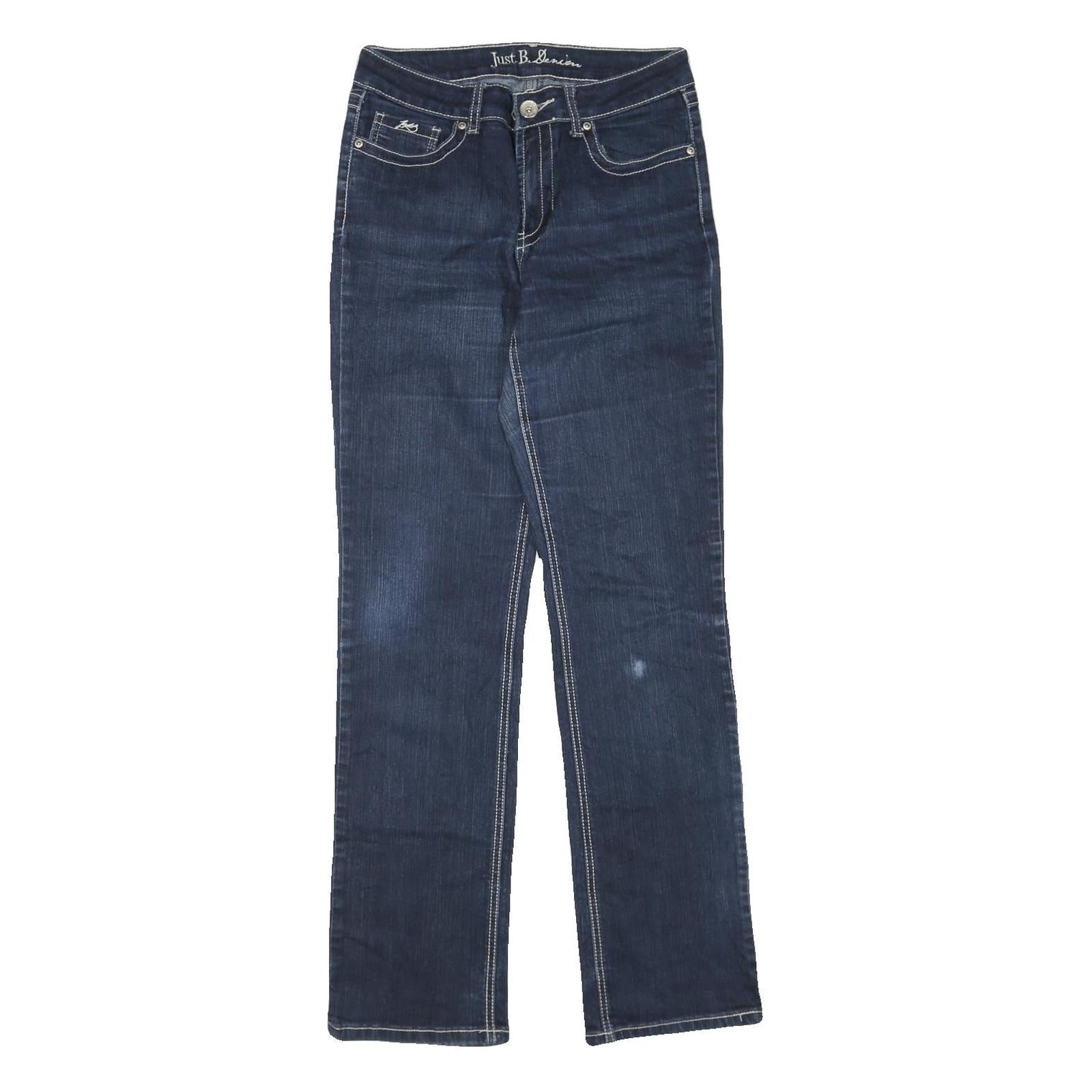 Womens Regular Fit Dark Blue Denim Zip Cotton Blend Jeans W30 L33 Classic Style