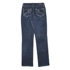 Womens Regular Fit Dark Blue Denim Zip Cotton Blend Jeans W30 L33 Classic Style