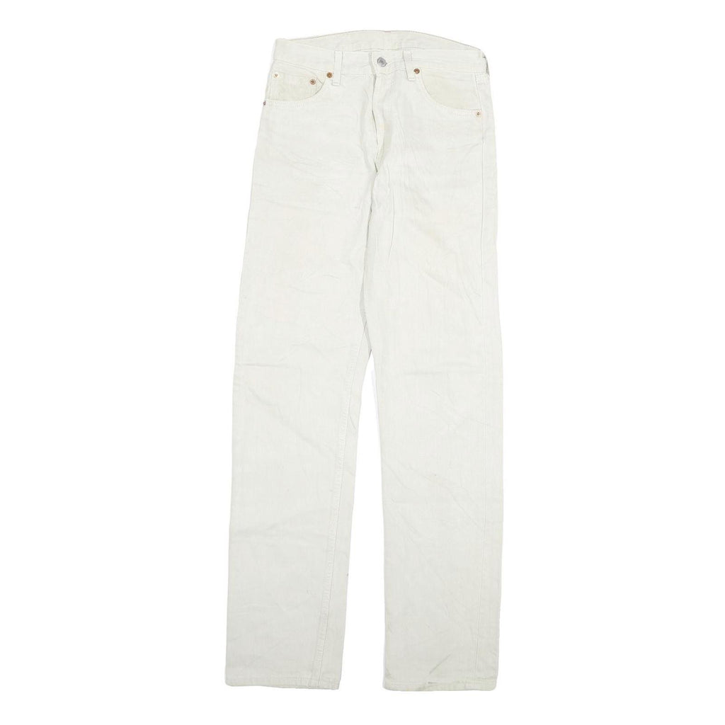 LEVI'S 501 Mens Regular White Jeans Denim W27 L32 Classic Button Closure
