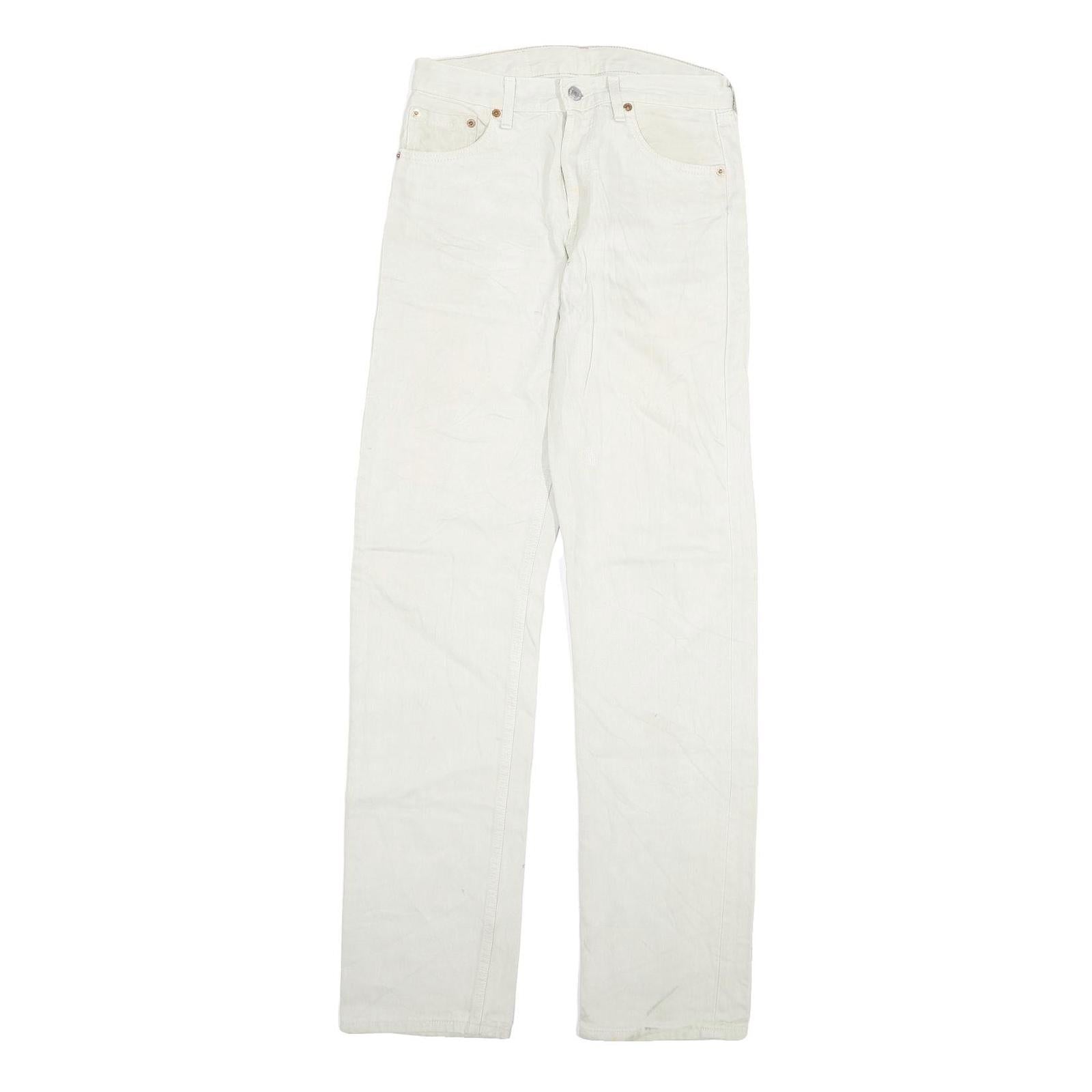 LEVI'S 501 Mens Regular White Jeans Denim W27 L32 Classic Button Closure