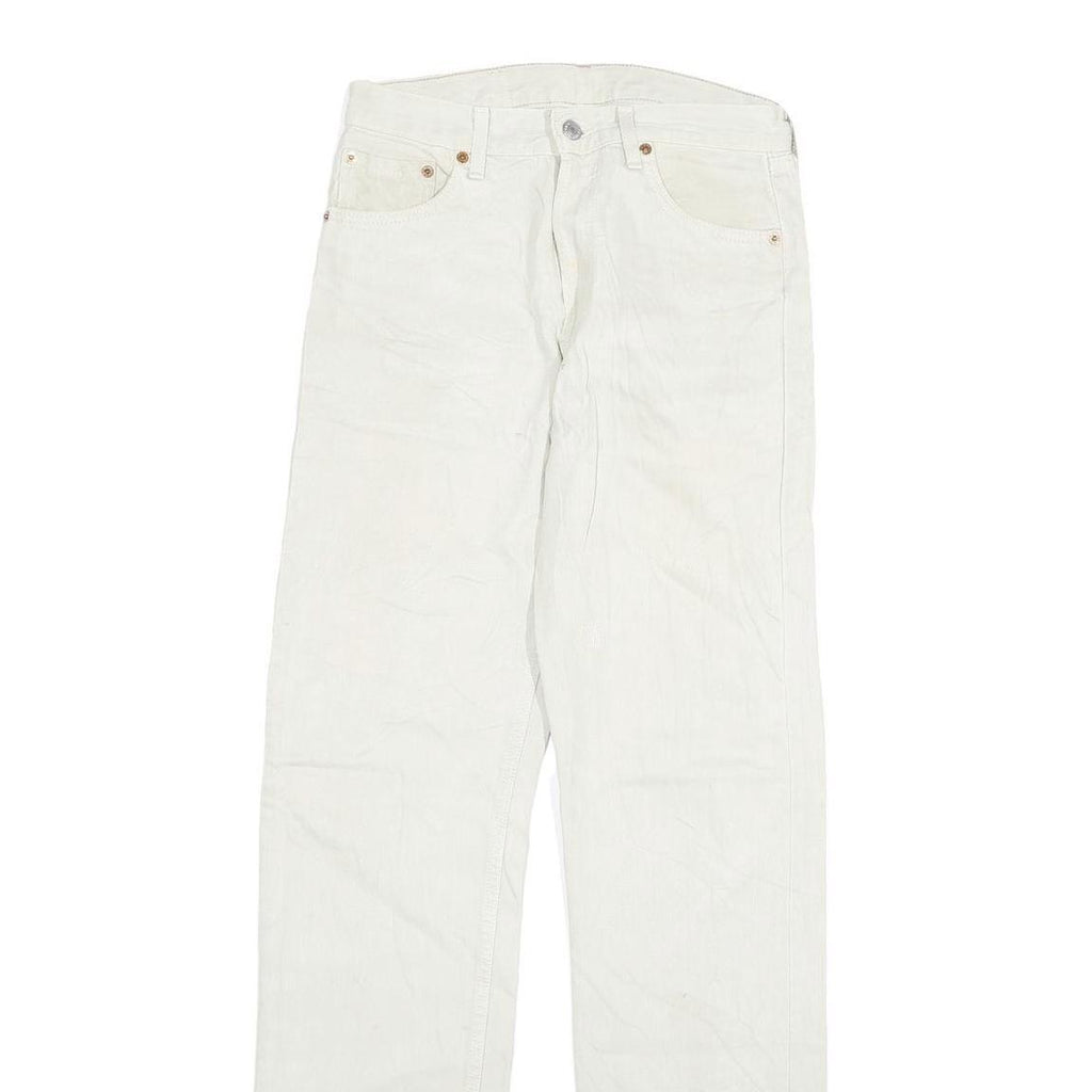 LEVI'S 501 Mens Regular White Jeans Denim W27 L32 Classic Button Closure
