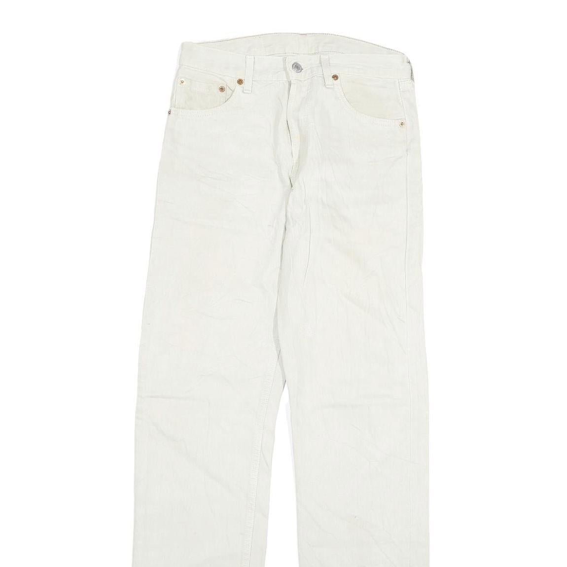 LEVI'S 501 Mens Regular White Jeans Denim W27 L32 Classic Button Closure
