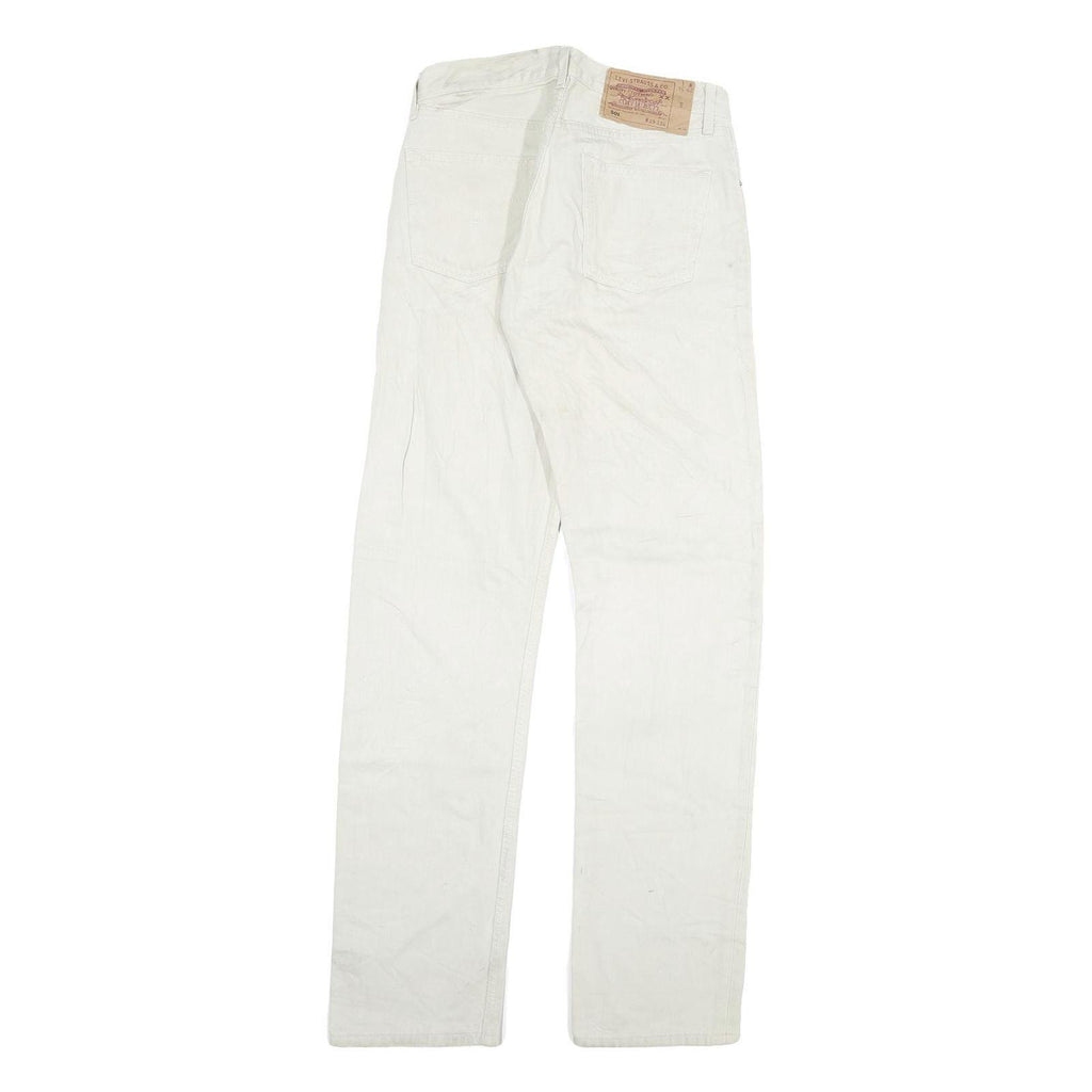 LEVI'S 501 Mens Regular White Jeans Denim W27 L32 Classic Button Closure
