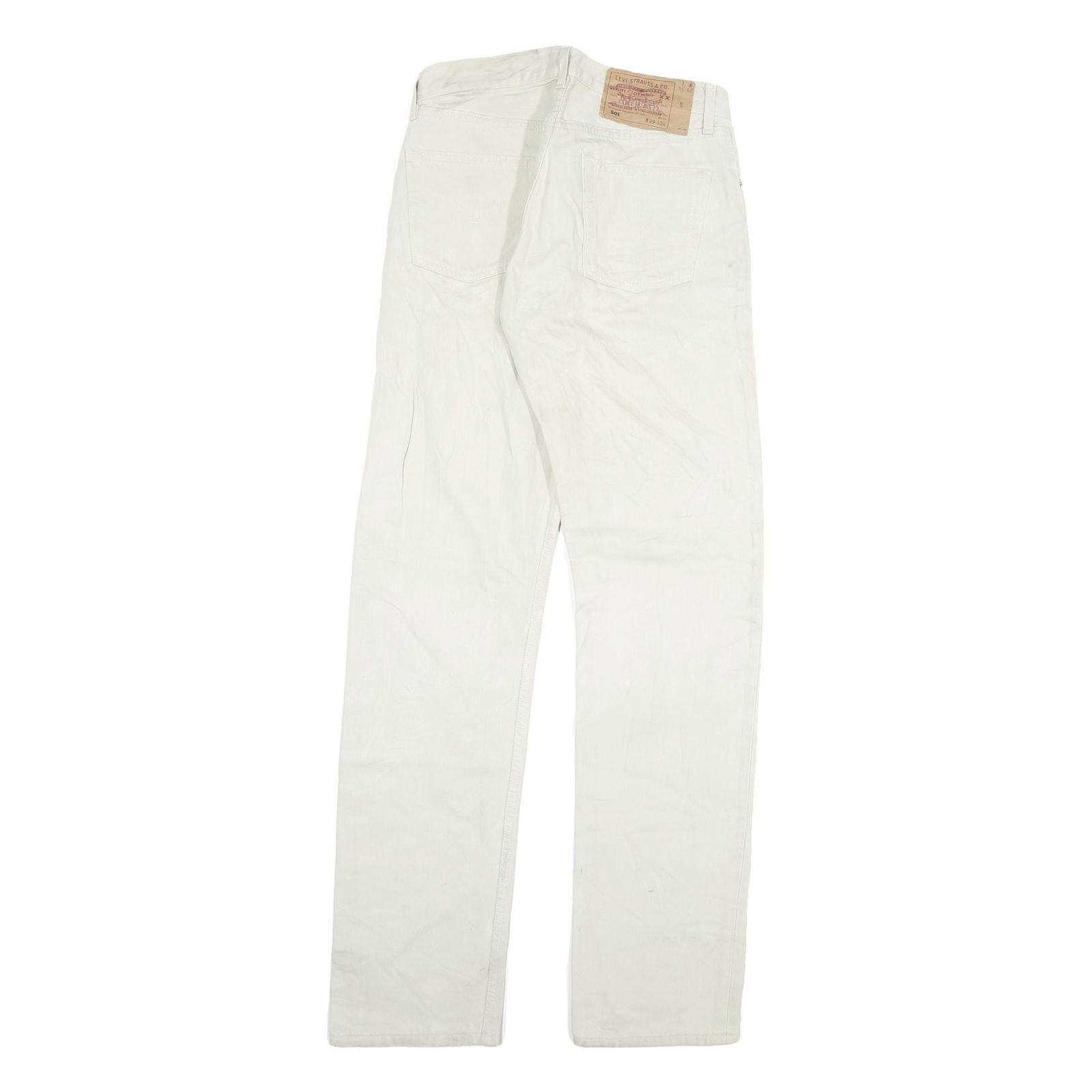 LEVI'S 501 Mens Regular White Jeans Denim W27 L32 Classic Button Closure