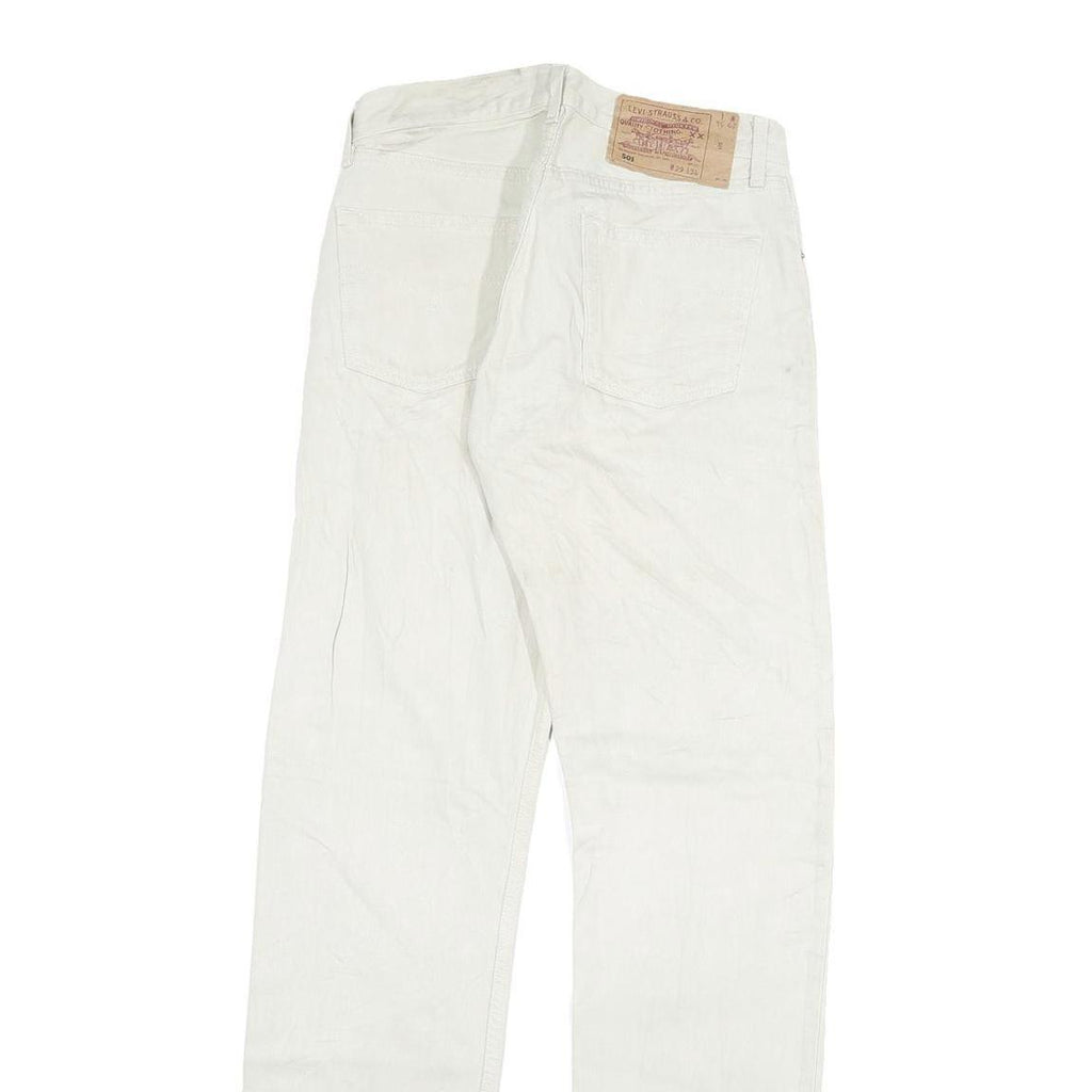 LEVI'S 501 Mens Regular White Jeans Denim W27 L32 Classic Button Closure