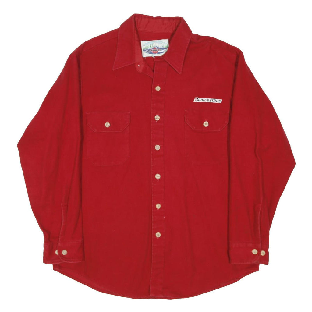 MWG Mens Red Cotton Blend Long Sleeve Shirt XL Bridgestone Logo Workwear