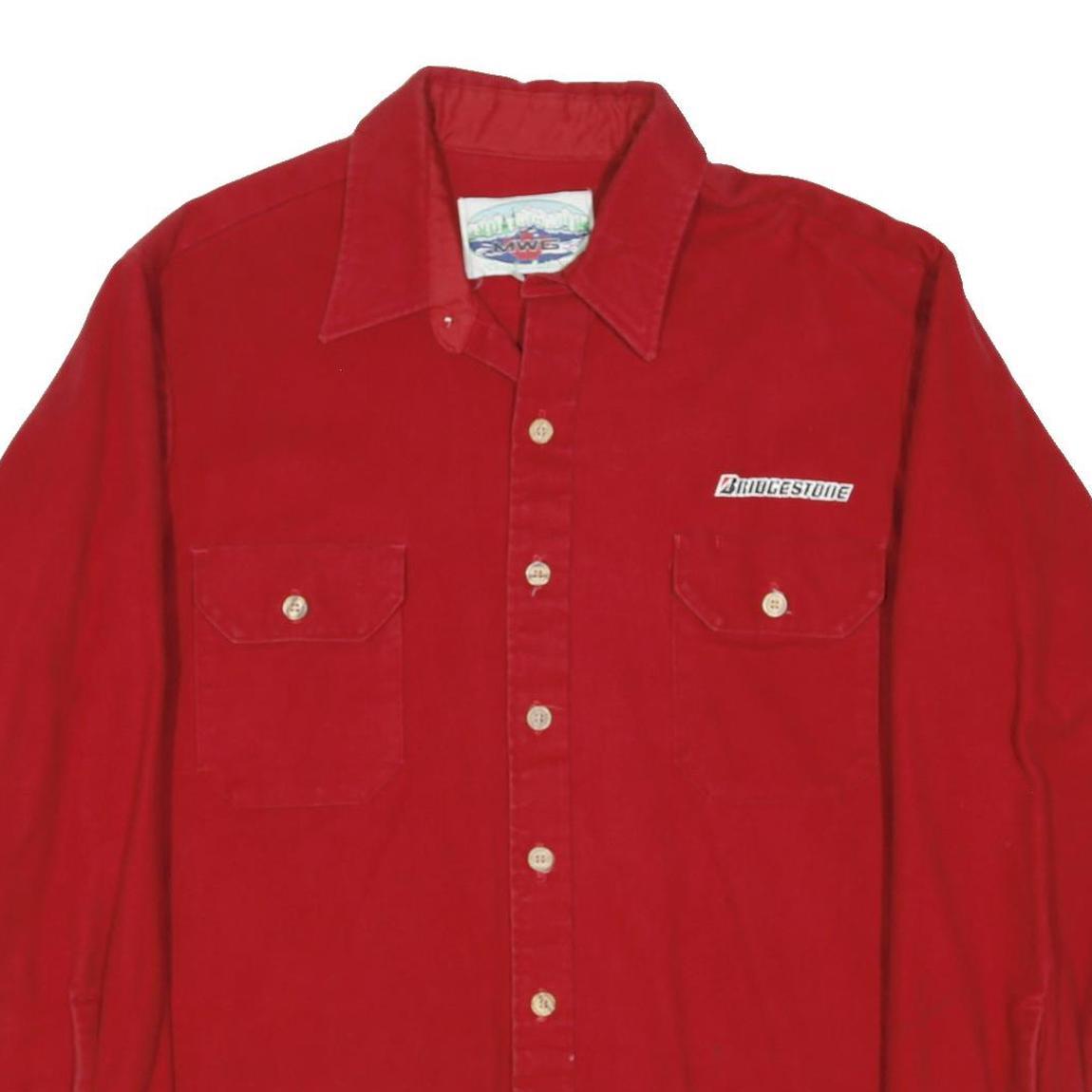 MWG Mens Red Cotton Blend Long Sleeve Shirt XL Bridgestone Logo Workwear