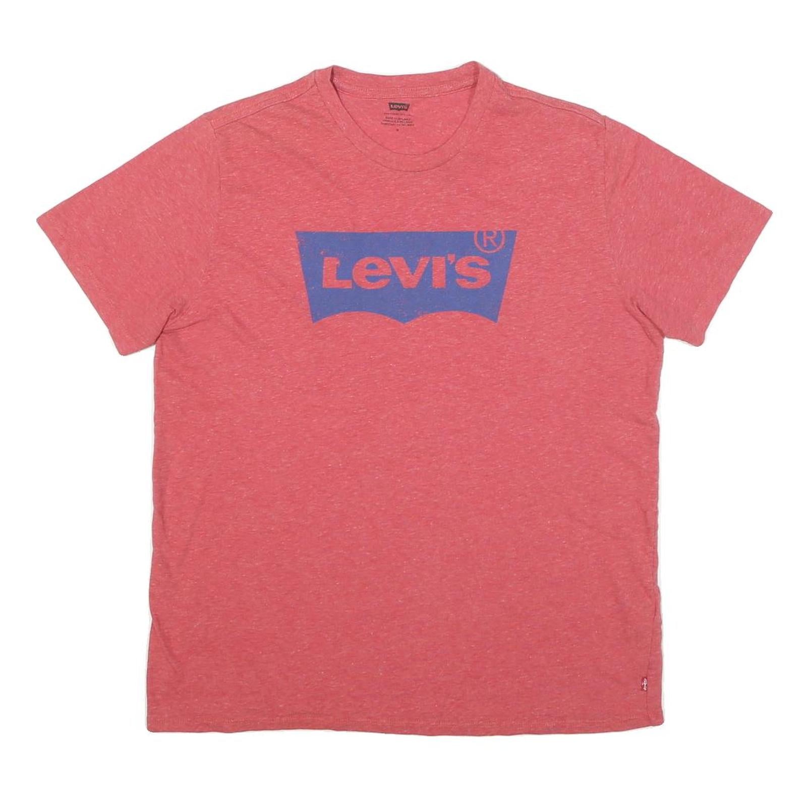 LEVI'S Mens Red & Blue Graphic T-Shirt M Short Sleeve Crew Neck Cotton Blend