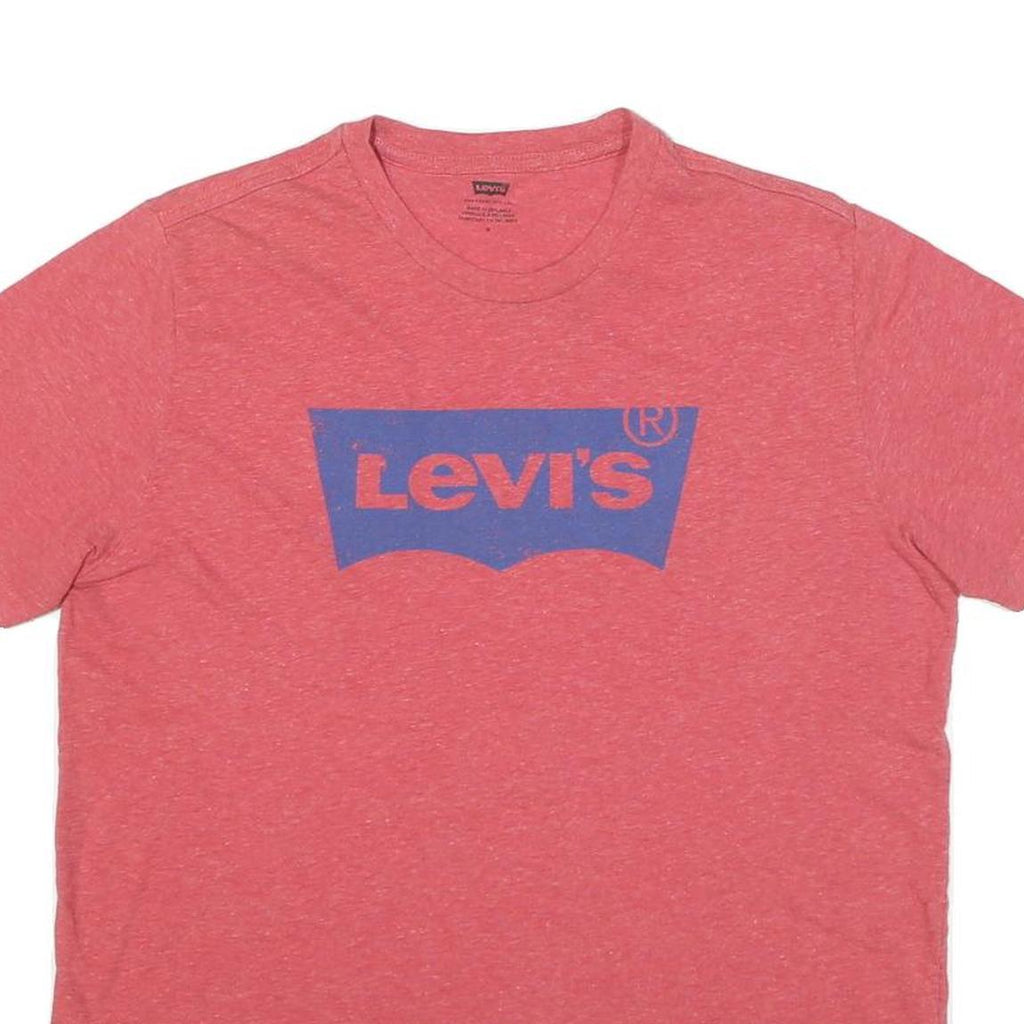 LEVI'S Mens Red & Blue Graphic T-Shirt M Short Sleeve Crew Neck Cotton Blend