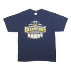 STEP AHEAD Mens Navy Blue Rugby National Champions T-Shirt L Short Sleeve Crew