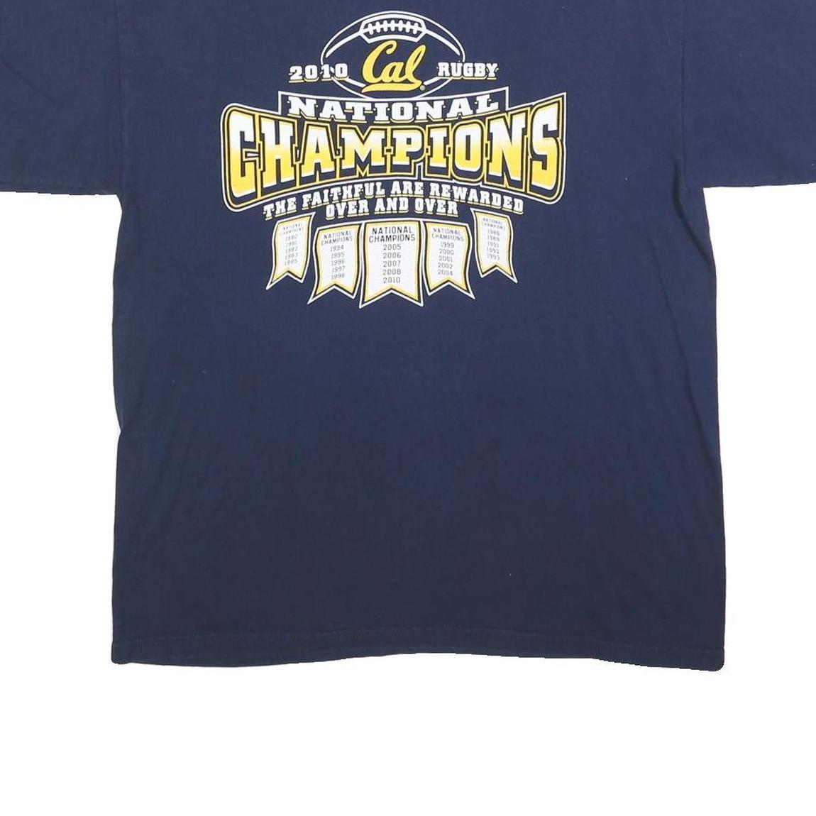 STEP AHEAD Mens Navy Blue Rugby National Champions T-Shirt L Short Sleeve Crew