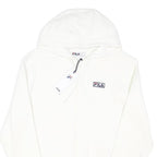 FILA Mens White Cotton Blend Full Zip Hoodie M Classic Logo Sportswear