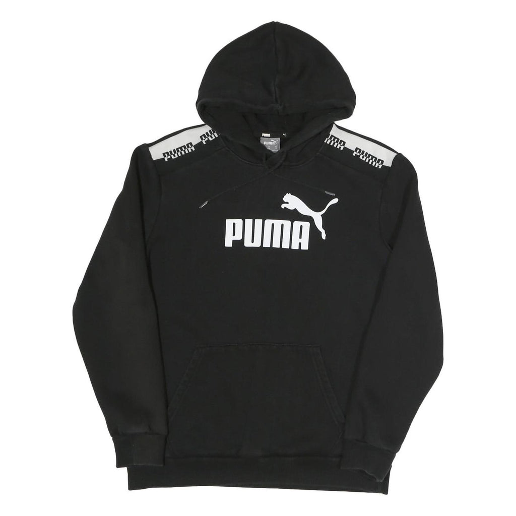 PUMA Mens Black Hoodie M Cotton Blend Pullover Drawstring Hooded Sweatshirt