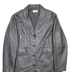 SKIN TONES Womens Black Leather Button Jacket UK 18 Classic Tailored Plain