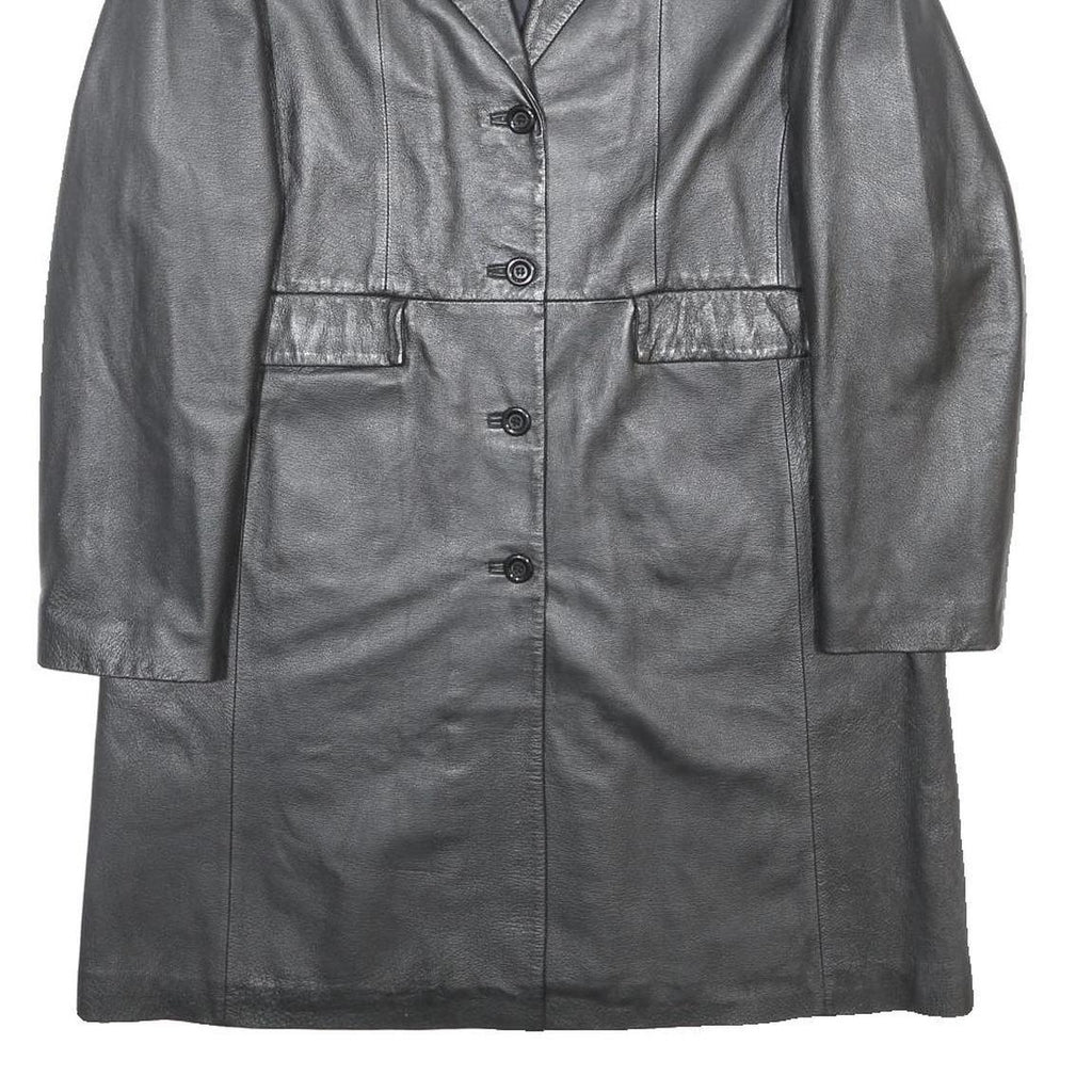 SKIN TONES Womens Black Leather Button Jacket UK 18 Classic Tailored Plain