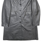 SKIN TONES Womens Black Leather Button Jacket UK 18 Classic Tailored Plain