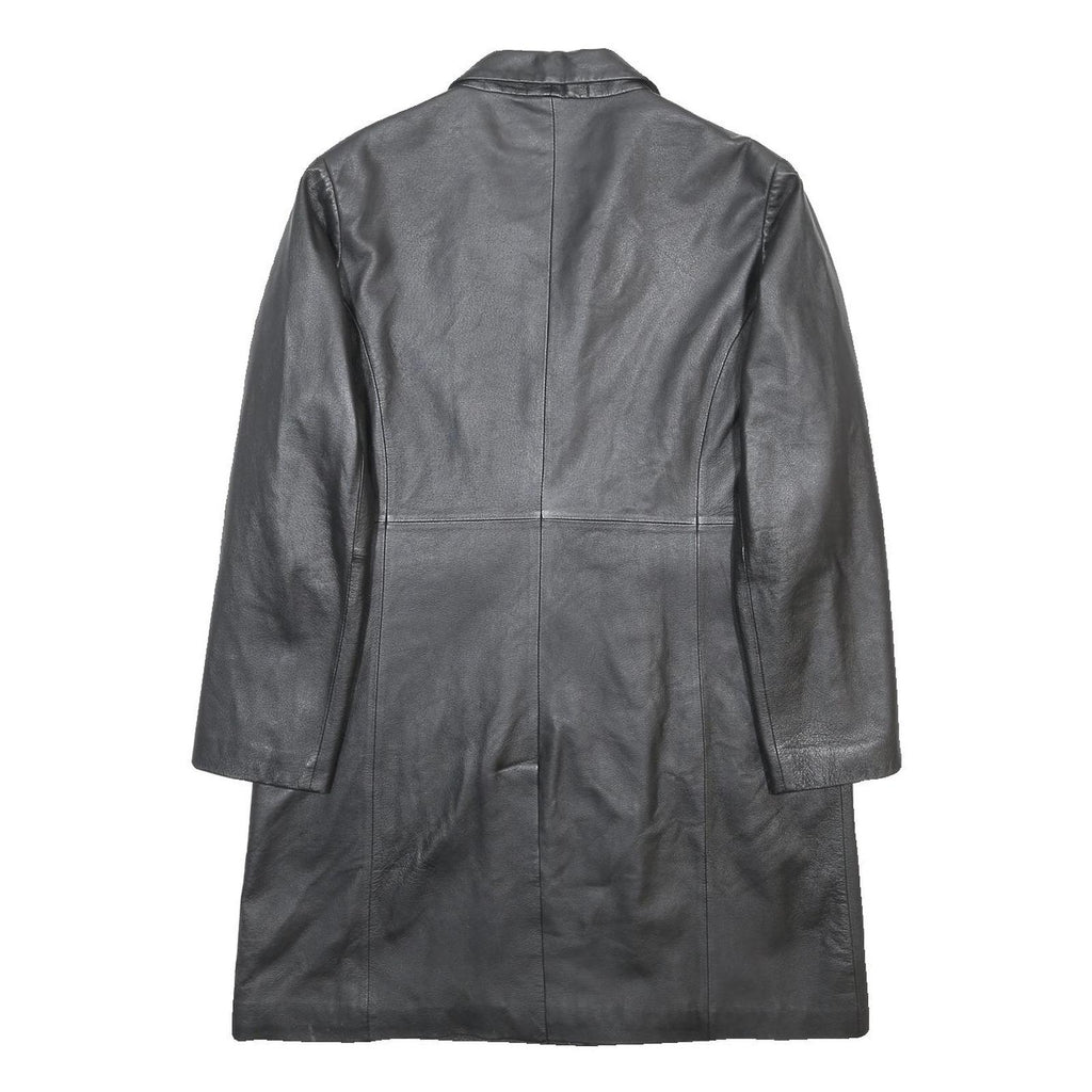 SKIN TONES Womens Black Leather Button Jacket UK 18 Classic Tailored Plain