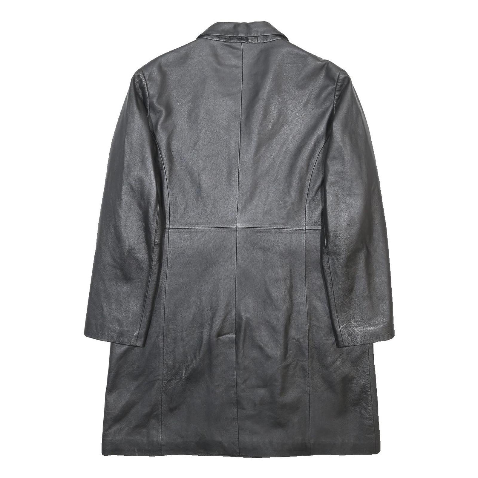 SKIN TONES Womens Black Leather Button Jacket UK 18 Classic Tailored Plain