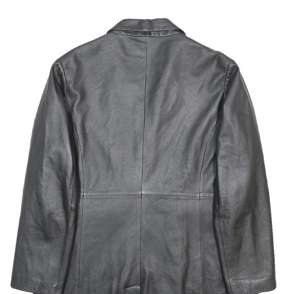 SKIN TONES Womens Black Leather Button Jacket UK 18 Classic Tailored Plain