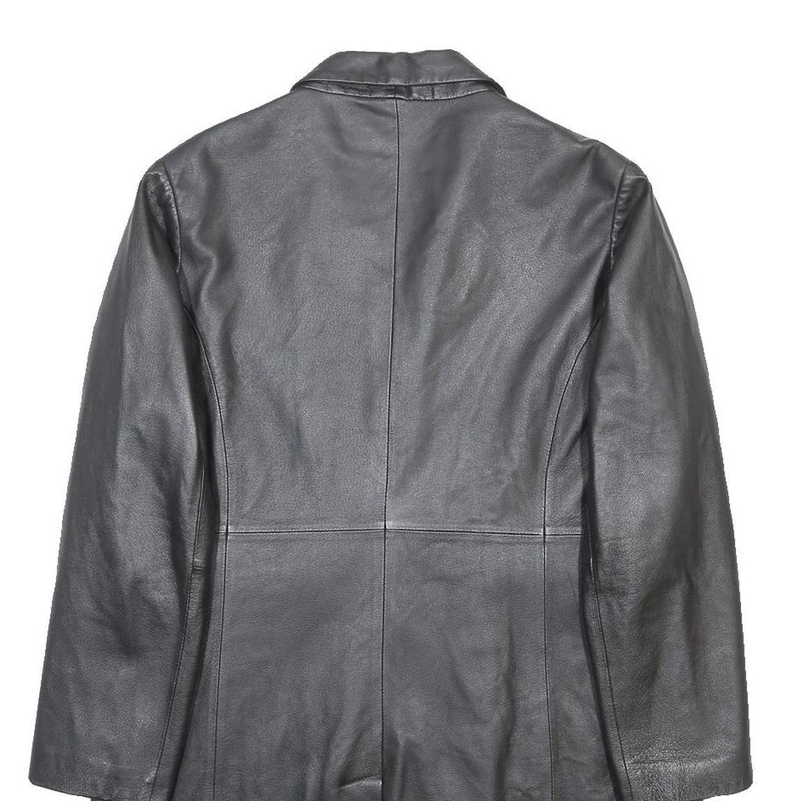 SKIN TONES Womens Black Leather Button Jacket UK 18 Classic Tailored Plain