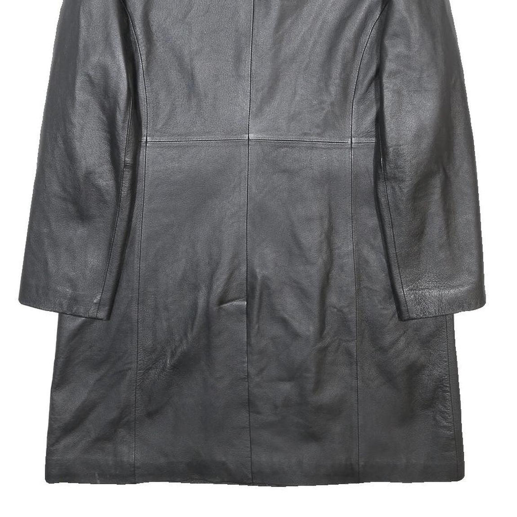 SKIN TONES Womens Black Leather Button Jacket UK 18 Classic Tailored Plain