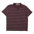 CALVIN KLEIN Mens Maroon & White Striped Short Sleeve Polo Shirt L Cotton Blend