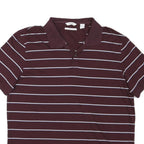 CALVIN KLEIN Mens Maroon & White Striped Short Sleeve Polo Shirt L Cotton Blend