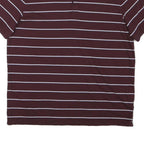 CALVIN KLEIN Mens Maroon & White Striped Short Sleeve Polo Shirt L Cotton Blend