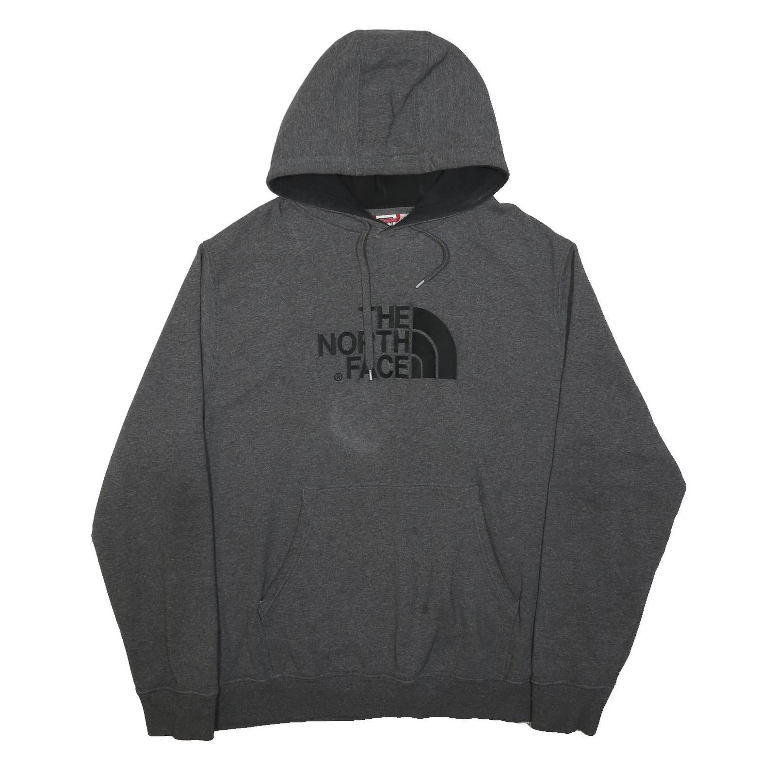 THE NORTH FACE Mens Grey Hoodie 2XL Cotton Blend Pullover Drawstring Hood