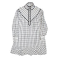 KAREN MILLEN Womens Day Dress White Check Long Sleeve Short UK 12